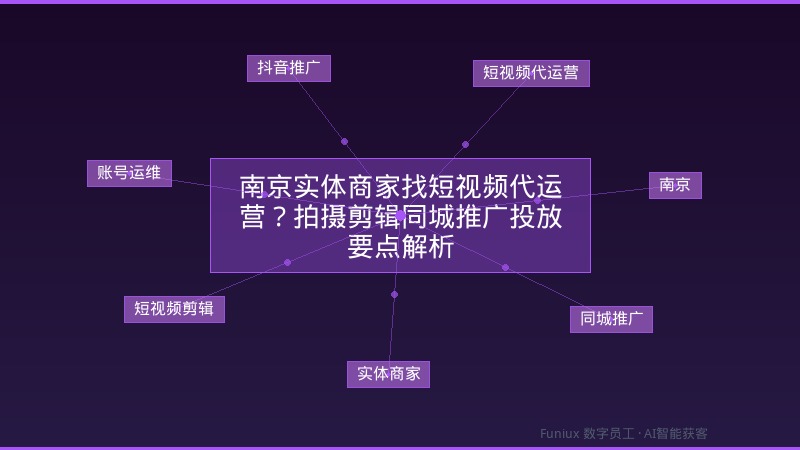 南京实体商家找短视频代运营？拍摄剪辑同城推广投放要点解析
